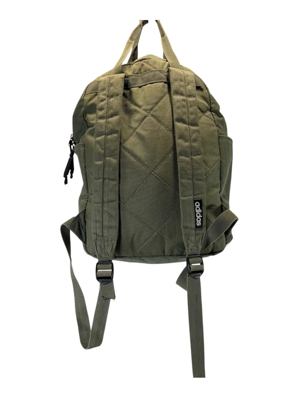 Distressed Adidas Mini Backpack Olive Green Broken in- AS IS
